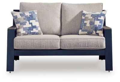 East Beach Outdoor Loveseat with Cushion - Blue Loveseat modern furniture Contempo Furniture
