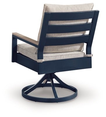 East Beach Outdoor Swivel Chair with Cushion (Set of 2) - Blue Chair Set modern furniture Contempo Furniture