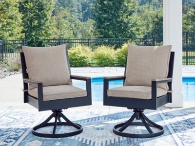 East Beach Outdoor Swivel Chair with Cushion (Set of 2) - Blue Chair Set modern furniture Contempo Furniture