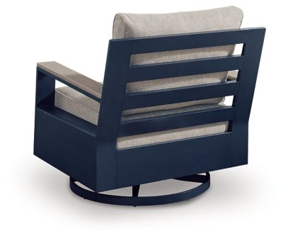 East Beach Outdoor Swivel Glider Chair with Cushion - Blue Swivel Chair modern furniture Contempo Furniture
