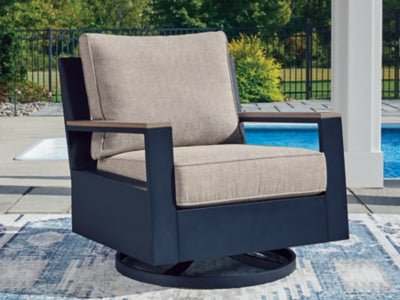 East Beach Outdoor Swivel Glider Chair with Cushion - Blue Swivel Chair modern furniture Contempo Furniture