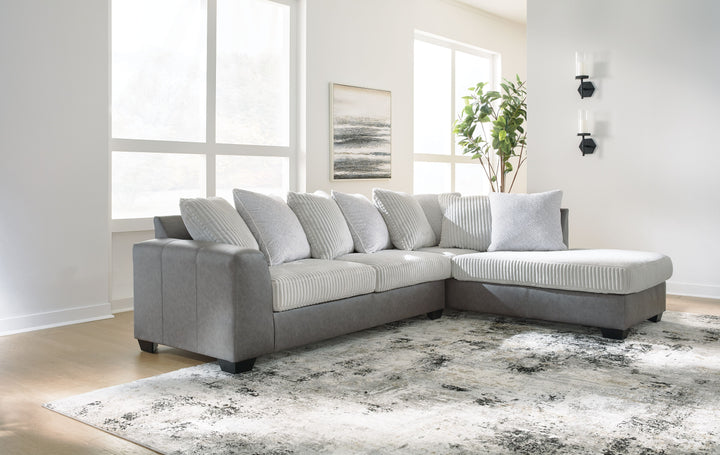 Clairette Court - 2-Piece Sectional With Raf Corner Chaise - Alloy by Ashley Furniture product image