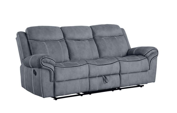 Zubaida - Two Tone Velvet Recliner Sofa With USB Port Drop Down Table - Gray