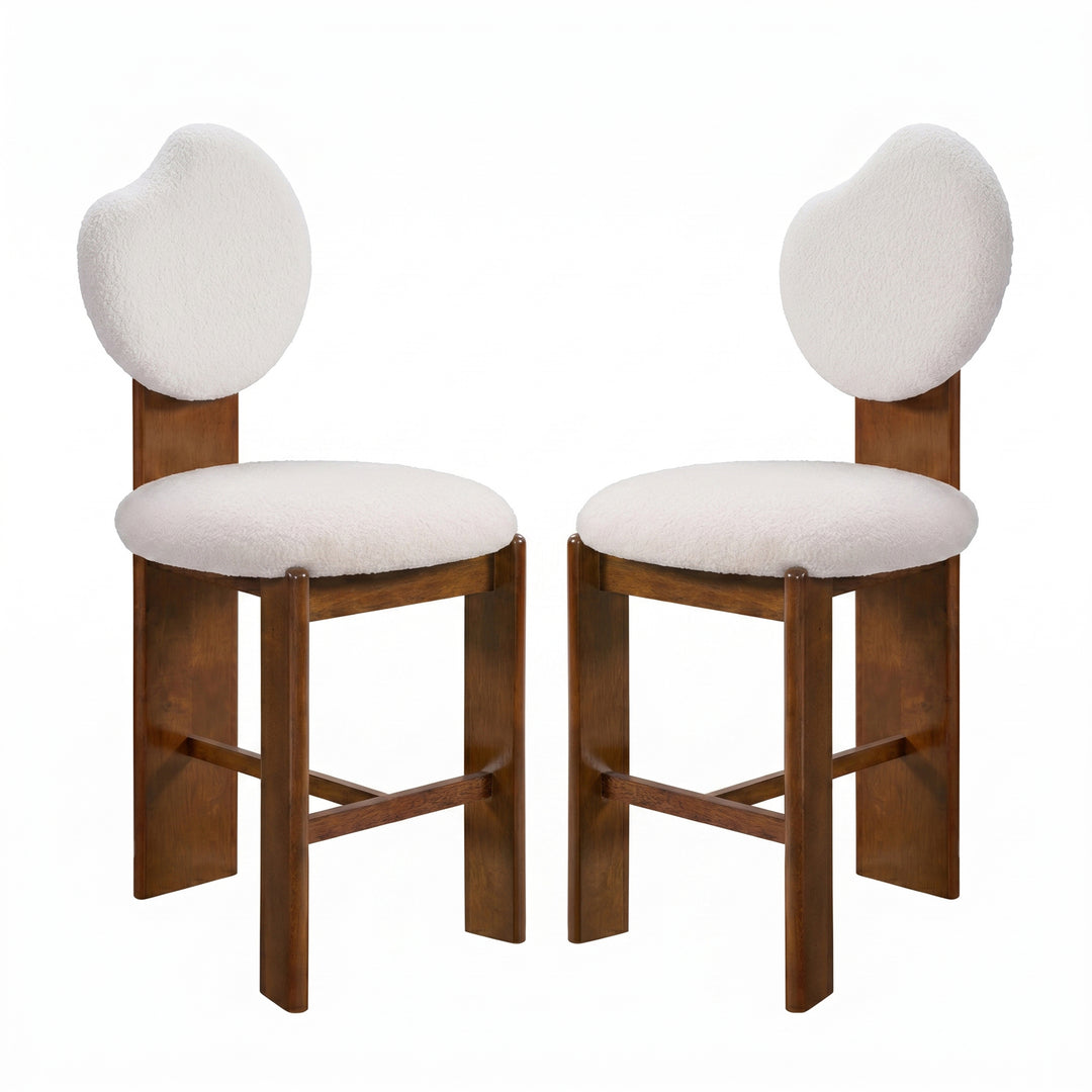 Kala Boucle Counter Stool – Walnut/White (Set of 2)