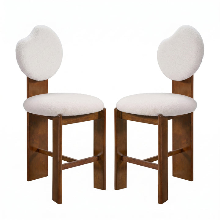 Kala Boucle Counter Stool – Walnut/White (Set of 2)