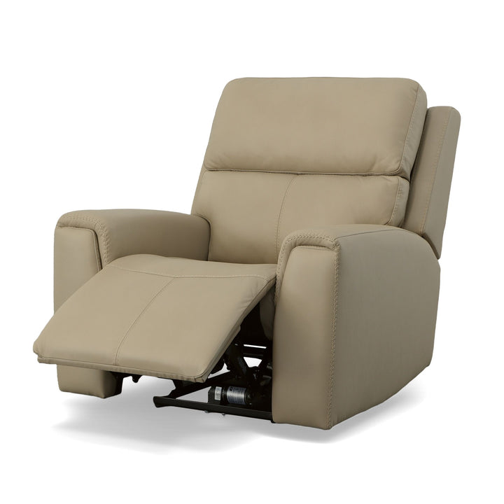 Jarvis Leather Power Recliner with Power Headrest in Parchment
