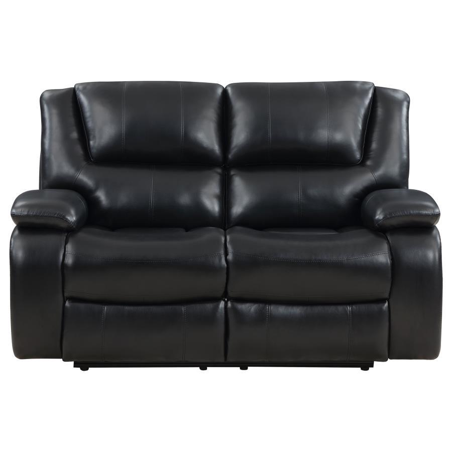 Camila - 2 Piece Upholstered Motion Reclining Sofa Set - Black
