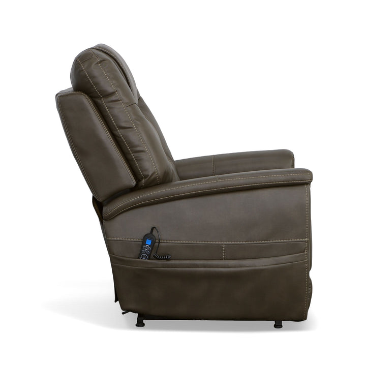 Shaw Fabric Power Lift Recliner with Power Headrest &amp; Lumbar in Driftwood