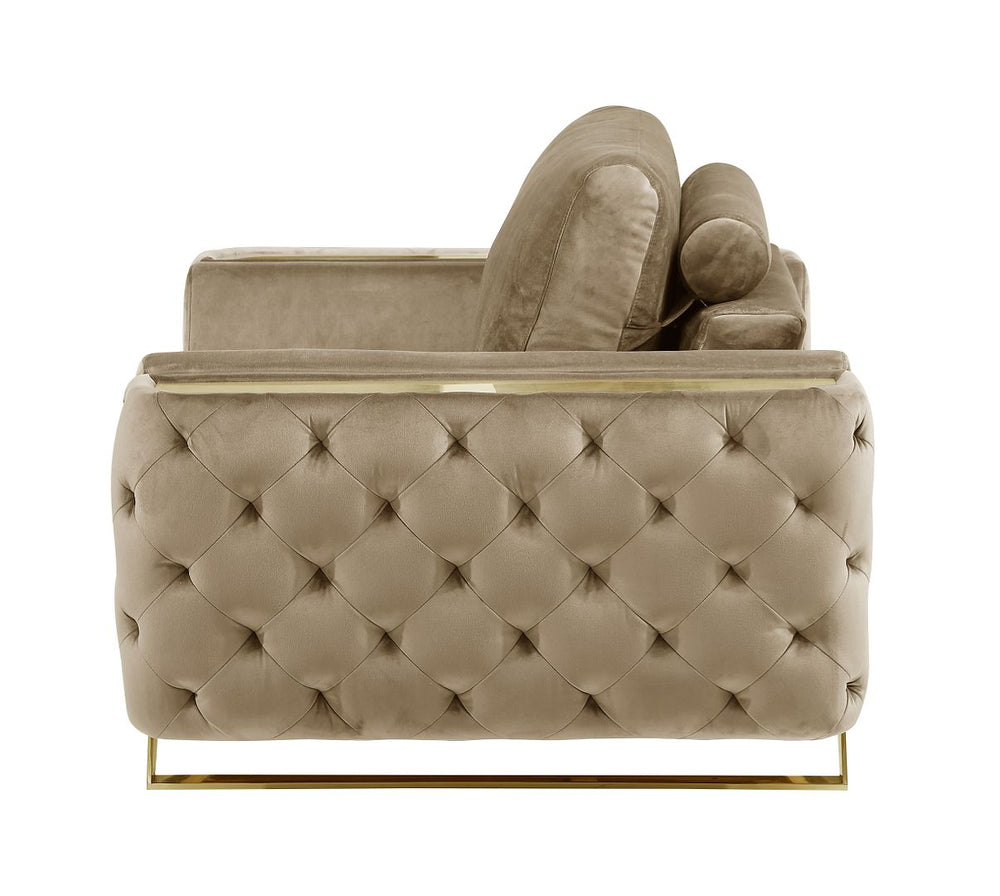 DivanItalia 1051 Chair in Velvet Fabric - Cream