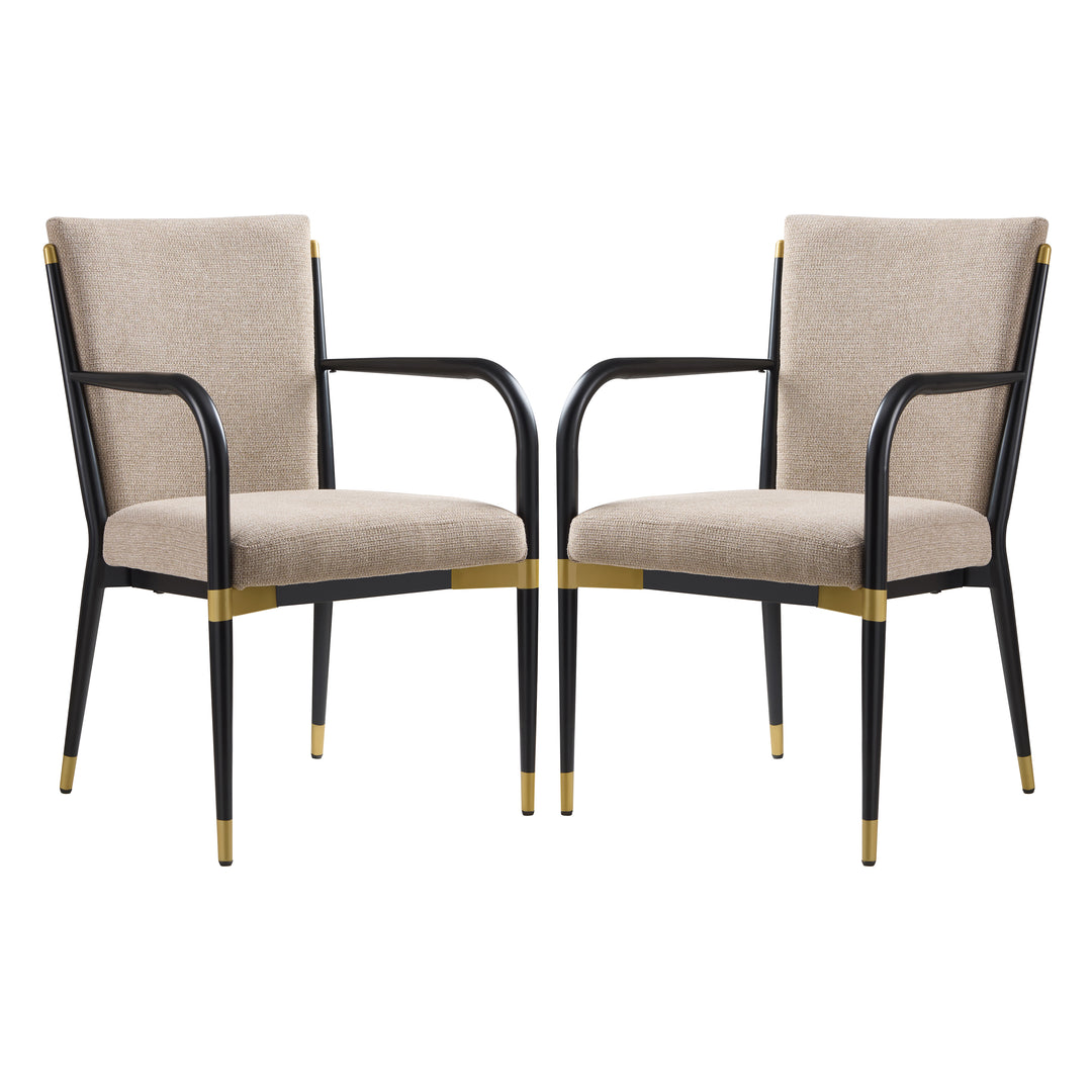 Modern Iron Dining Armchair – Black/Brown (Set of 2)