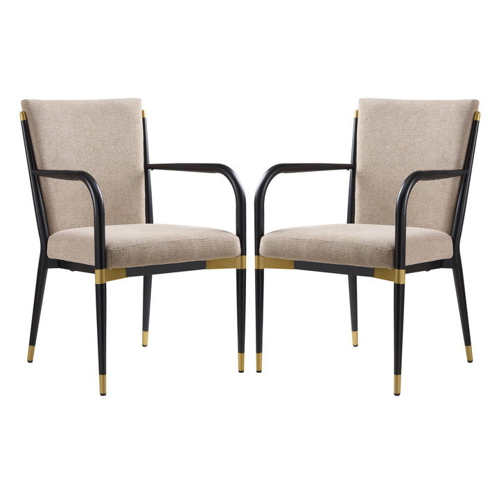 Modern Iron Dining Armchair – Black/Brown (Set of 2)