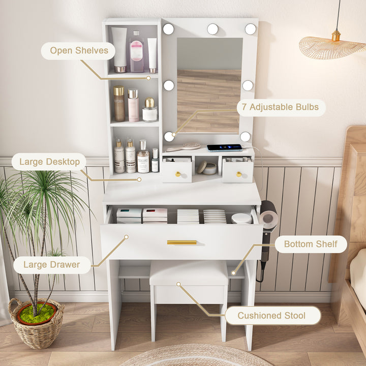 compact-white-vanity-table-with-mirror-adjustable-led-lights-hair-dryer-holder-stool