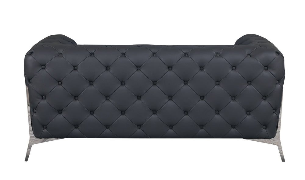 DivanItalia 970 Italian Leather Dark Gray Loveseat - alternate view 3