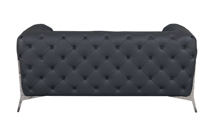 DivanItalia 970 Italian Leather Dark Gray Loveseat