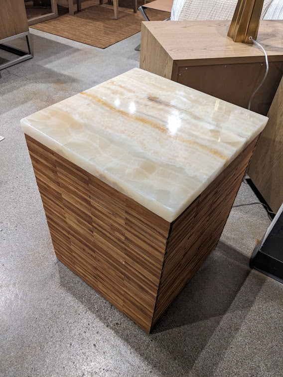 Modus Furniture Jvhs22D One Stone Wood Tile End Table In Onyx And Solid Teak