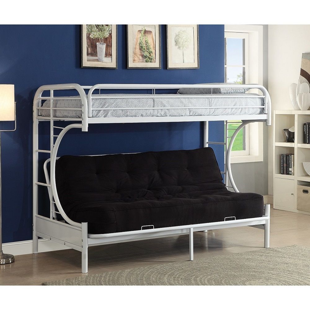 Eclipse - Twin Long/Queen Futon Bunk Bed - White