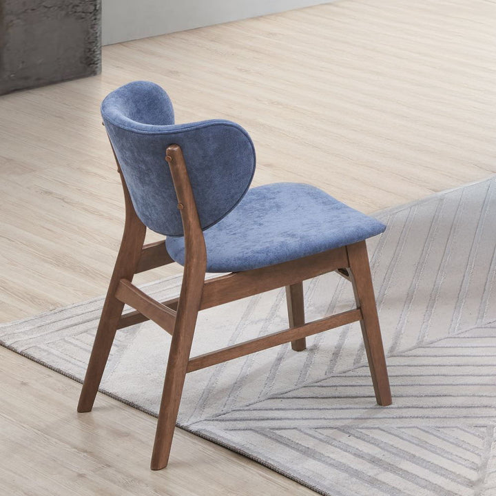 Bevis - Side Chair Set of 2) - Blue Fabric & Walnut