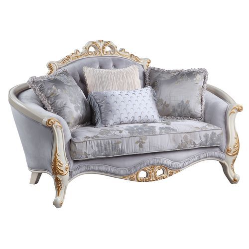 ACME Furniture Galelvith Loveseat With 4 Pillows Gray Fabric