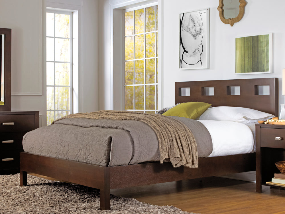 Modus Furniture Rv26F5 Riva Wood Bed In Chocolate Brown
