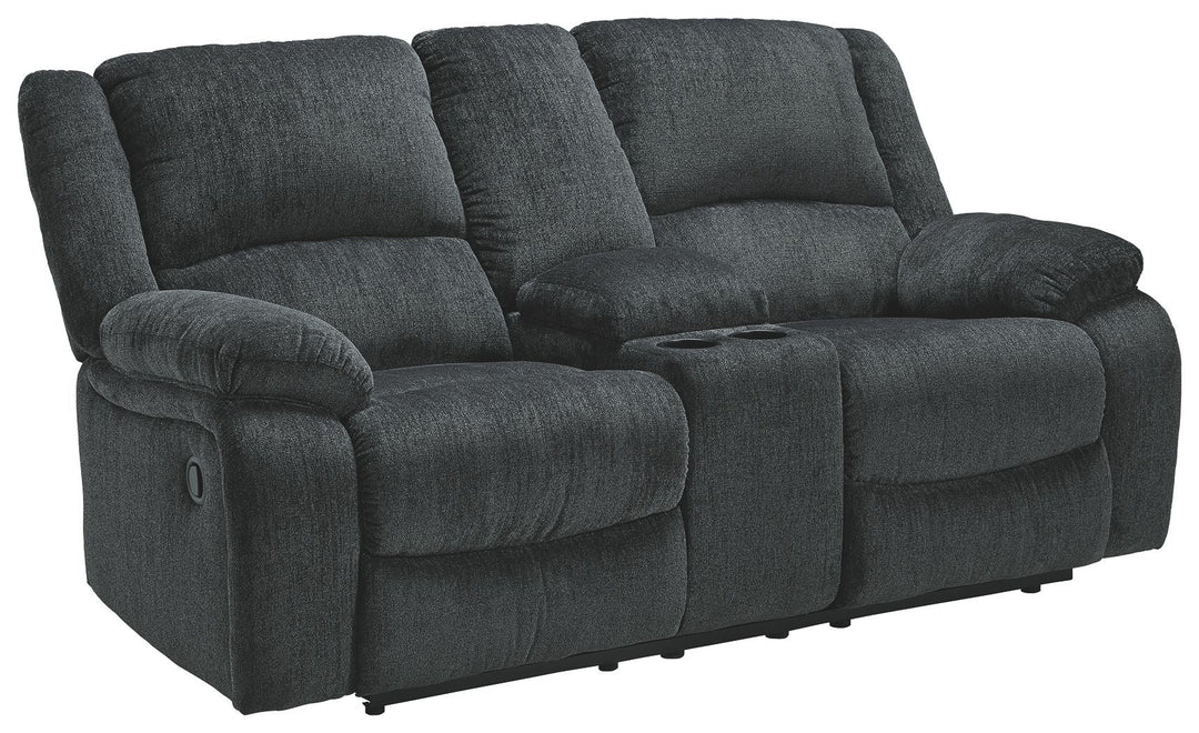 Draycoll - DBL Rec Loveseat w/Console - Dark Gray