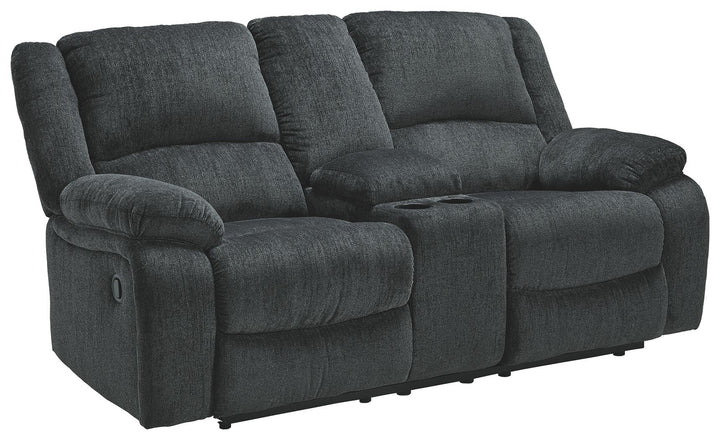 Draycoll - DBL Rec Loveseat w/Console - Dark Gray