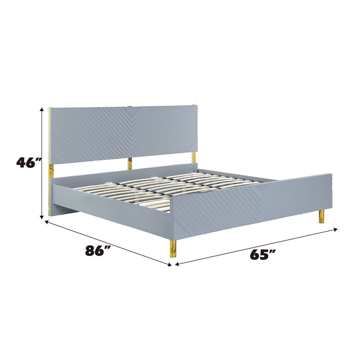 Gaines - Queen Bed - Gray High Gloss