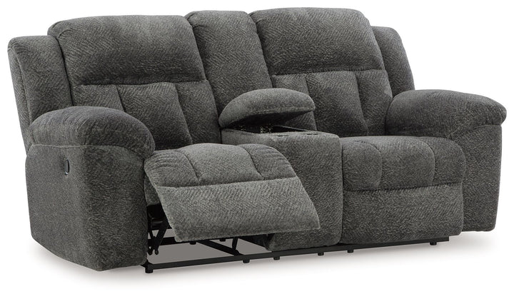 Frohn - Dbl Reclining Loveseat with Console - Graphite