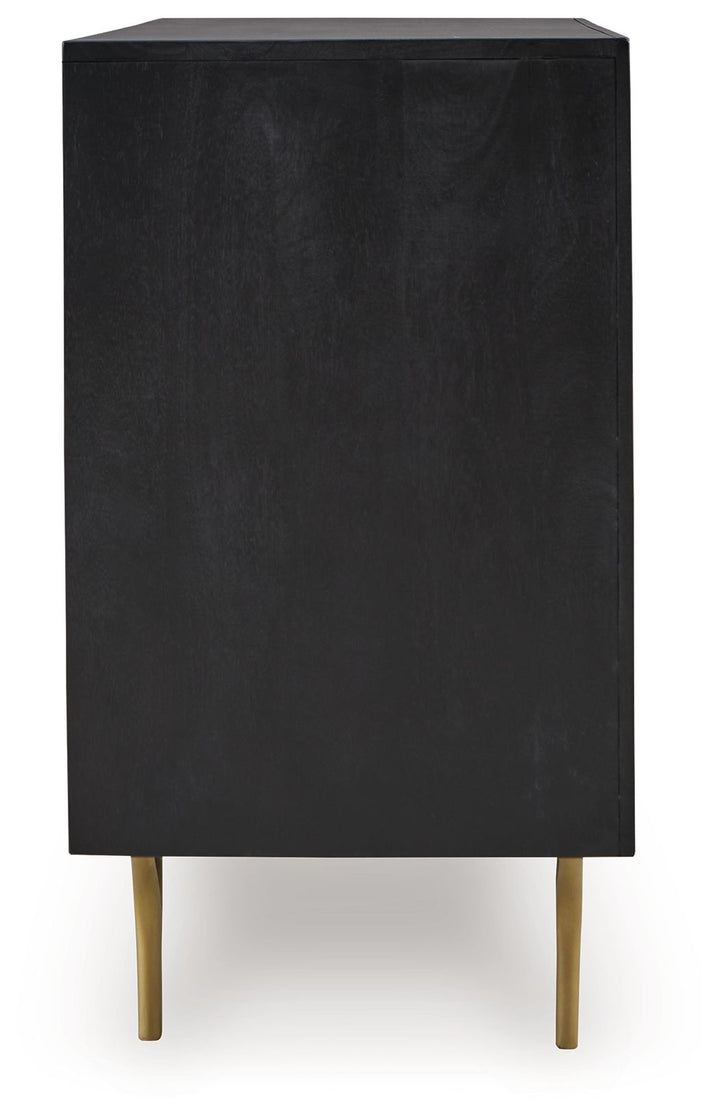 Tayner - Accent Cabinet - Black / Gold Finish
