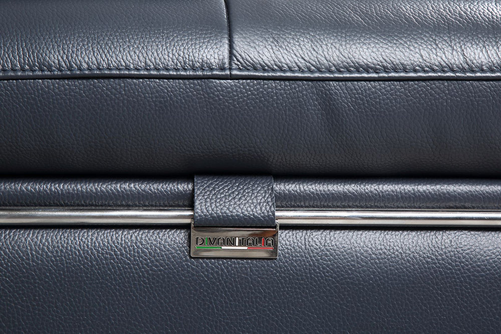 DivanItalia 727 Right Arm Facing Sectional with Adjustable Headrest in Top-Grain Italian Leather - Navy