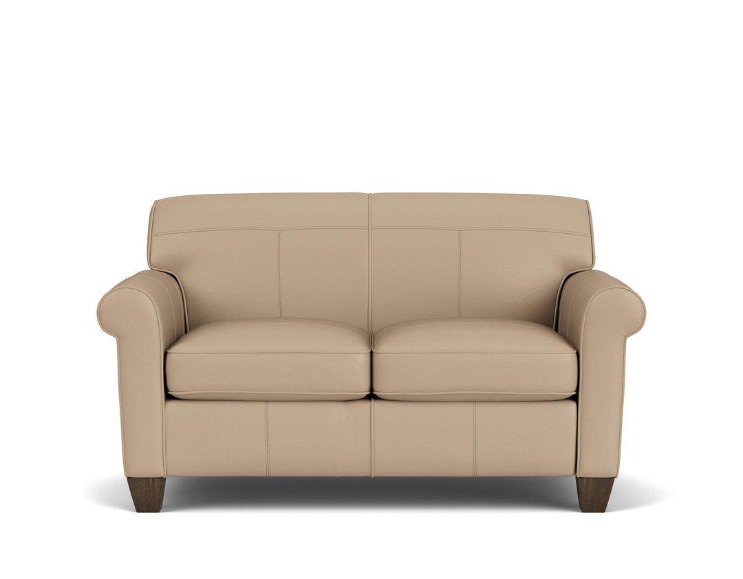 Dana  Leather Loveseat  Beige