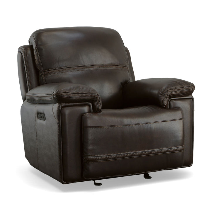 Fenwick Leather Power Gliding Recliner with Power Headrest in Dark Chocolate