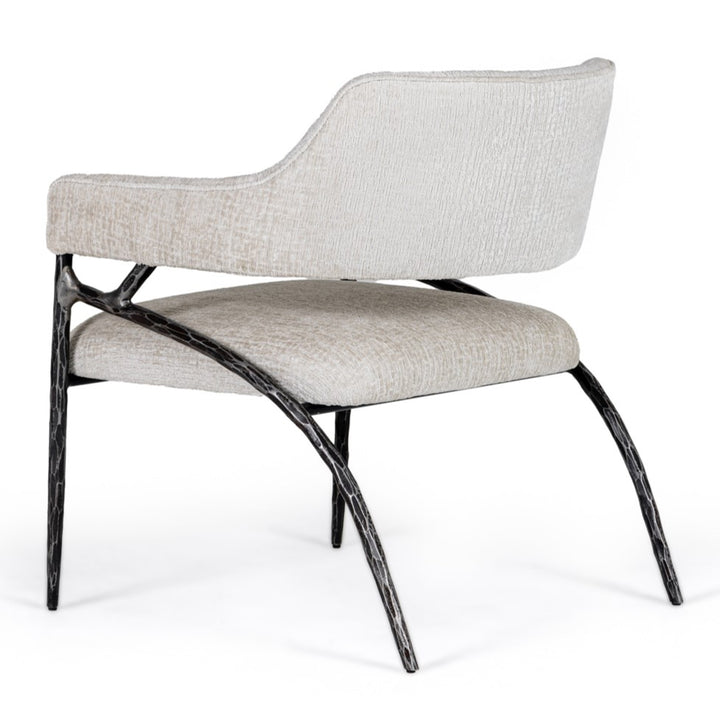 Ector - Modern Off-White Fabric + Forged Metal Accent Chair