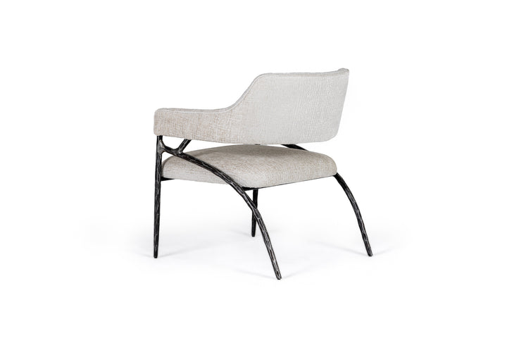 Ector  Modern OffWhite Fabric + Forged Metal Accent Chair