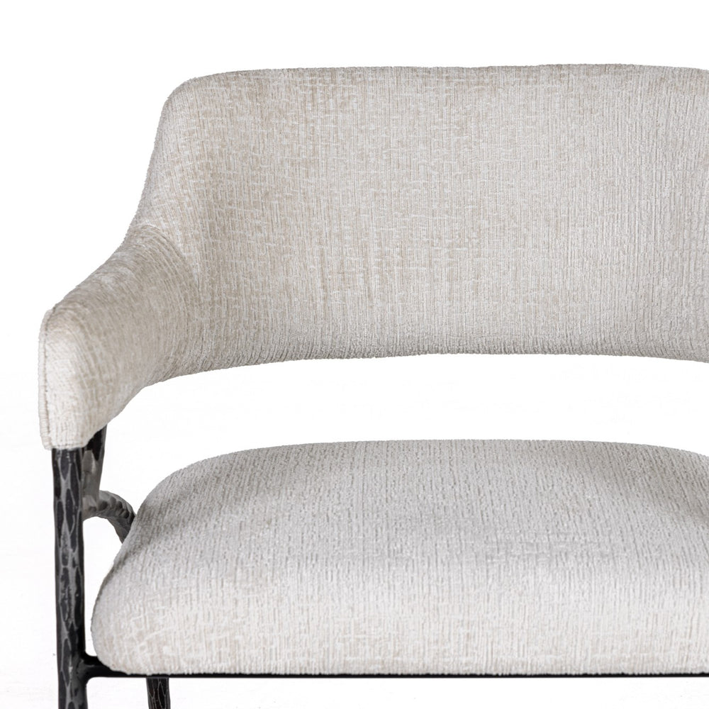 Ector - Modern Off-White Fabric + Forged Metal Accent Chair - View 3