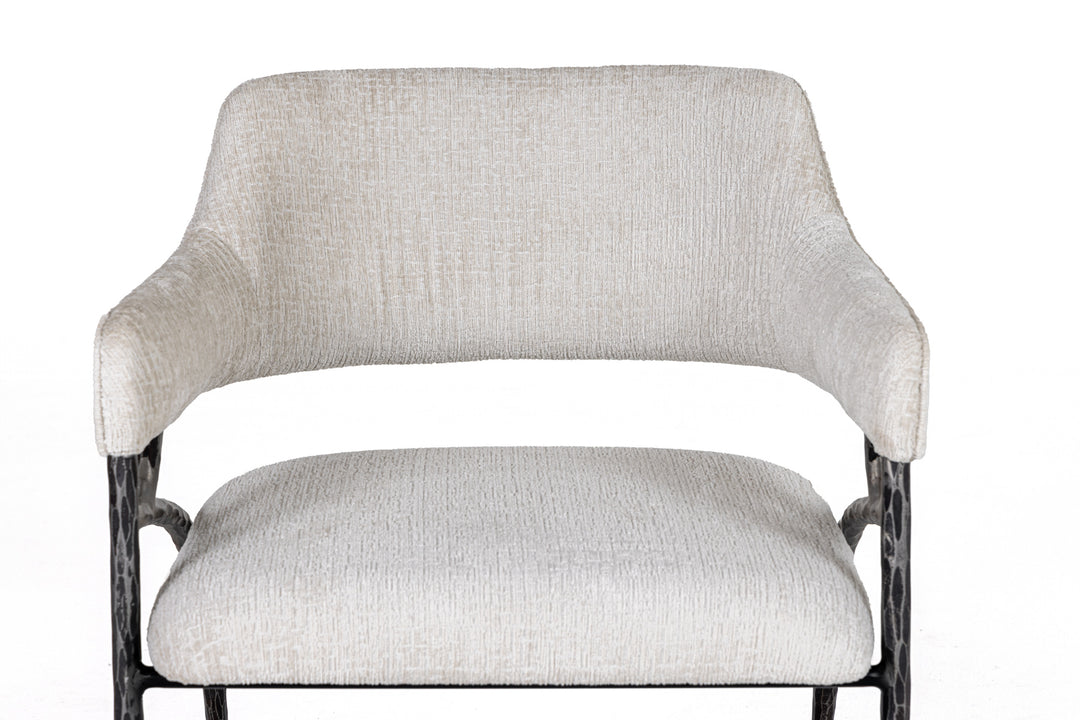 Ector  Modern OffWhite Fabric + Forged Metal Accent Chair