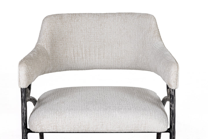Ector  Modern OffWhite Fabric + Forged Metal Accent Chair