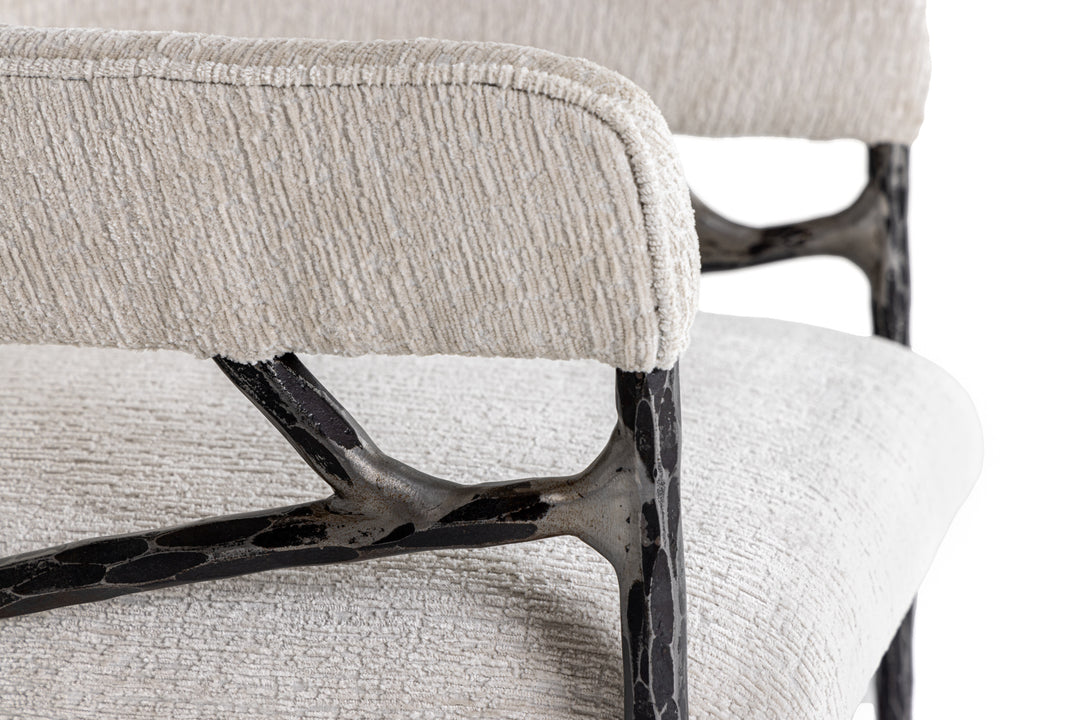 Ector  Modern OffWhite Fabric + Forged Metal Accent Chair