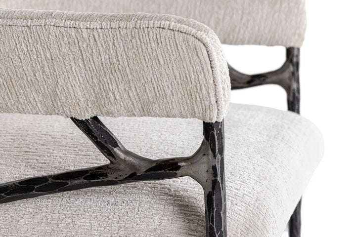 Ector  Modern OffWhite Fabric + Forged Metal Accent Chair
