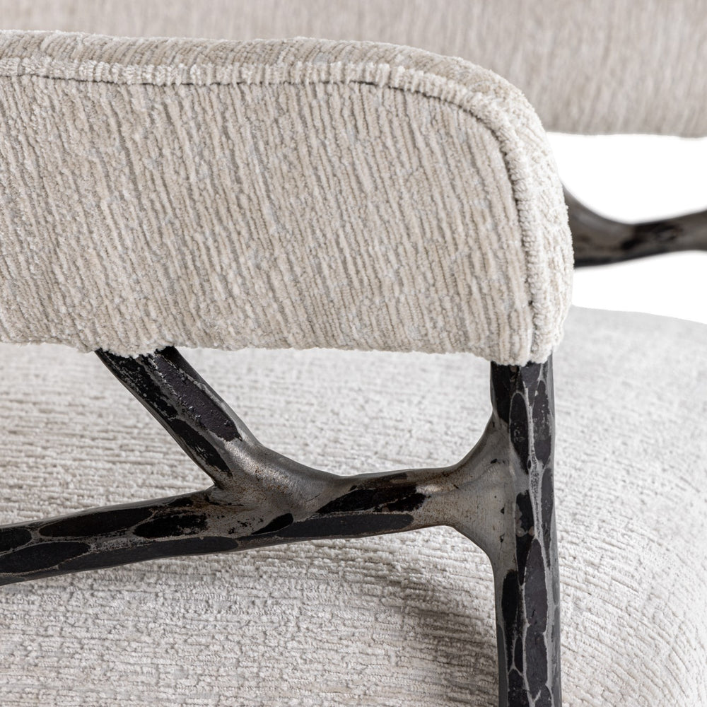 Ector - Modern Off-White Fabric + Forged Metal Accent Chair - View 4