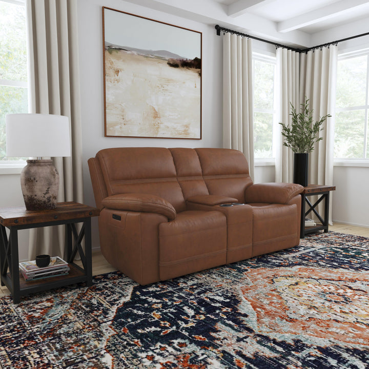 Jackson Power Reclining Loveseat With Console &amp; Power Headrests Whiskey