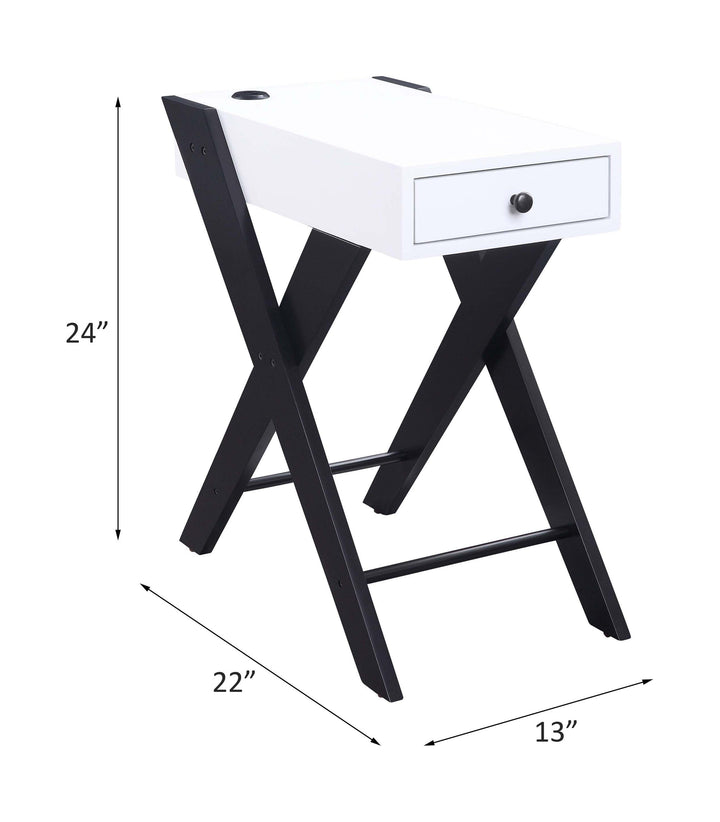 Fierce - Accent Table With USB - White & Black
