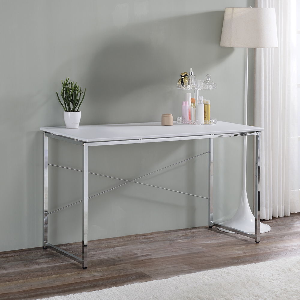 ACME Furniture Tennos Writing Desk Same Ac00903) White & Chrome
