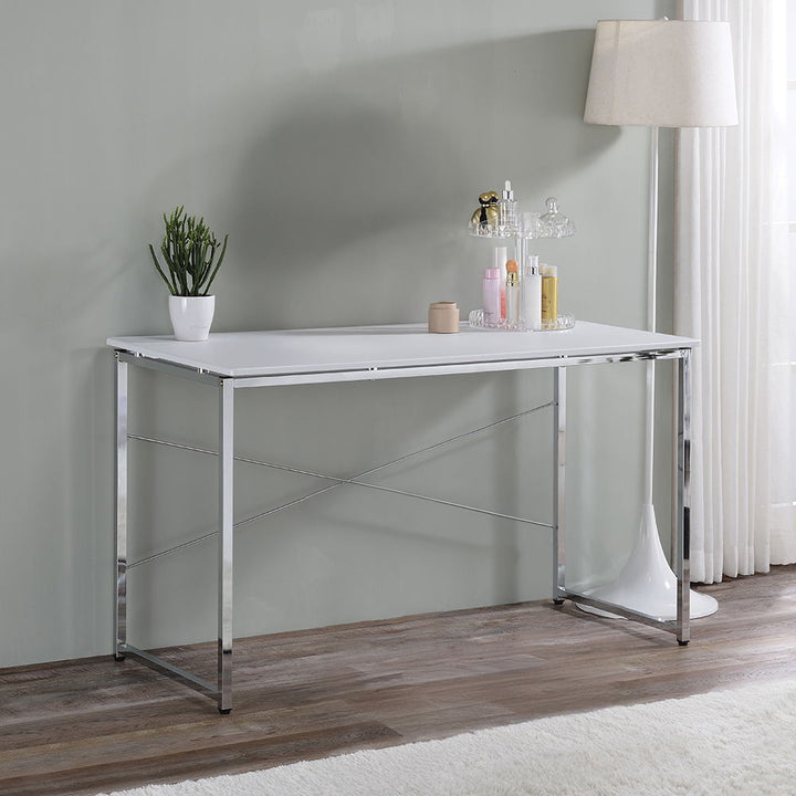 ACME Furniture Tennos Writing Desk Same Ac00903) White & Chrome