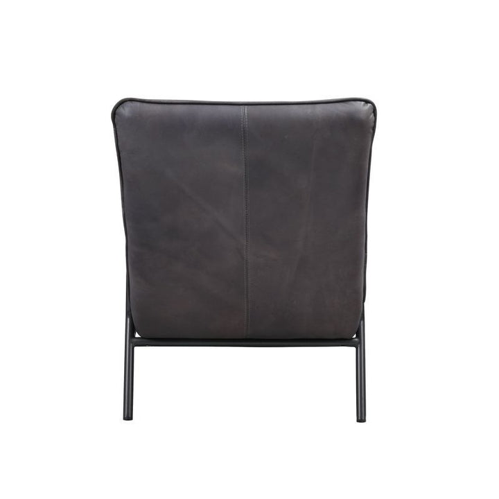 Nignu - Accent Chair - Gray Top Grain Leather & Matt Iron