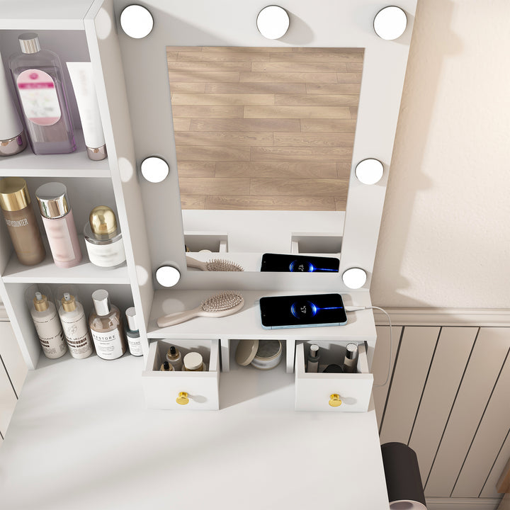 compact-white-vanity-table-with-mirror-adjustable-led-lights-hair-dryer-holder-stool