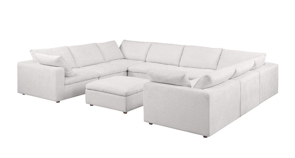 DivanItalia 1100 9-Piece U-Shaped Sectional in Top-Grain Italian Leather - Pearl