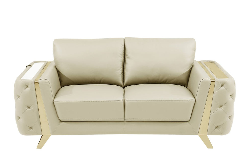 DivanItalia 1050 Loveseat in Top-Grain Italian Leather - Beige