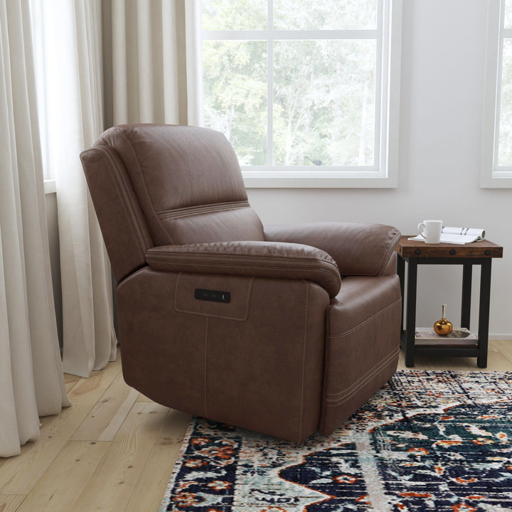 Jackson Leather Power Recliner with Power Headrest in Dark Brown
