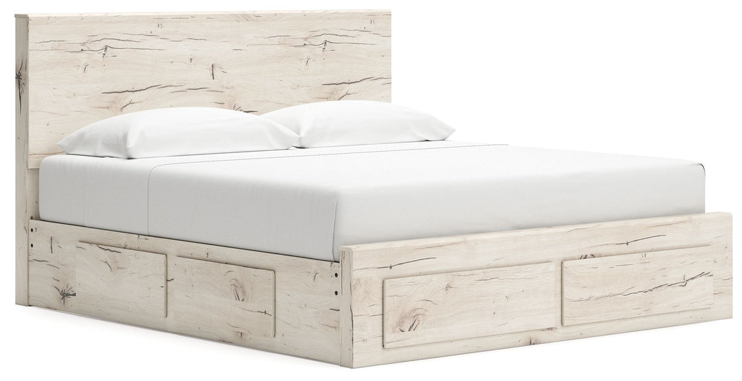 Lawroy - King Panel Bed With Storage Footboard And 2 Under Bed Storage Units - Light Natural by Ashley Furniture product image