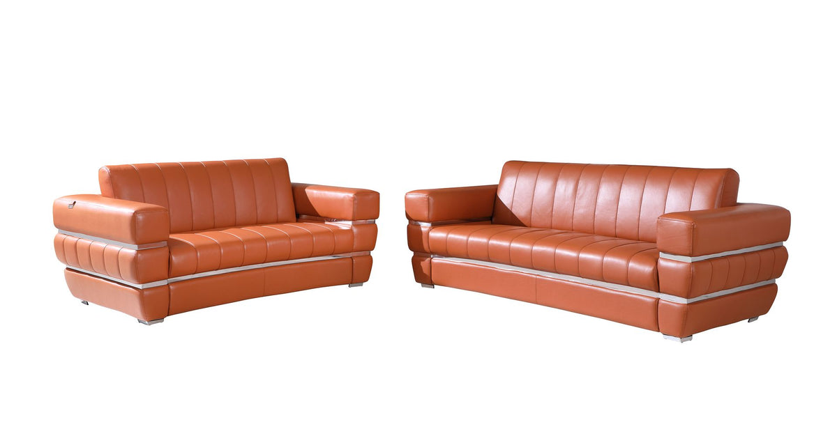 DivanItalia 904 2-Piece Sofa Set in Top-Grain Italian Leather - Camel